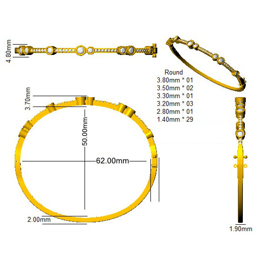 BJA0001 — Bangle - 9k Yellow Gold detail