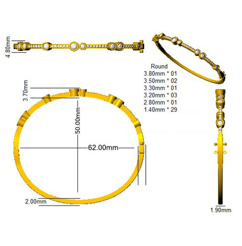 BJA0001 — Bangle - 9k Yellow Gold detail