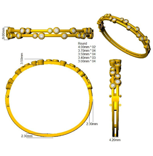 BJA0021 — Bangle - 9k Yellow Gold detail