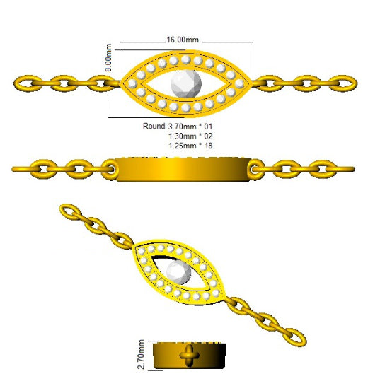 BJB0023 — Bracelet - Platinum Plat detail