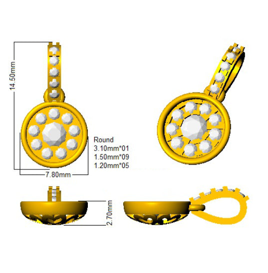 BJP0071 — Pendant - 9k Yellow Gold detail