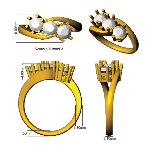 BJR0188 — Ring - 9k Yellow Gold detail