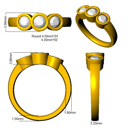 BJR0305 — Ring - 9k Yellow Gold detail