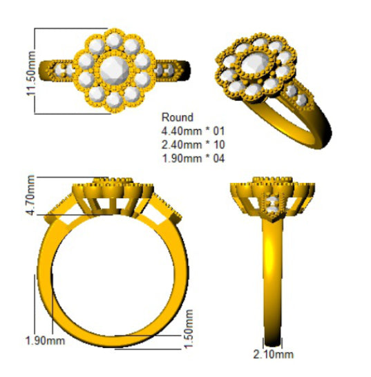BJR0317 — Ring - 9k Yellow Gold detail