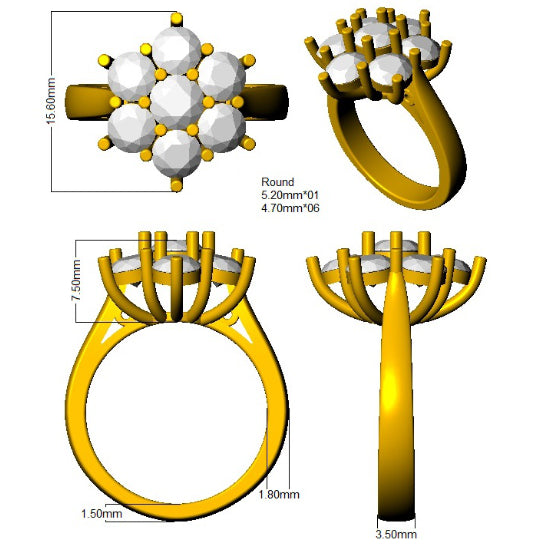 BJR0393 — Ring - 9k Yellow Gold detail