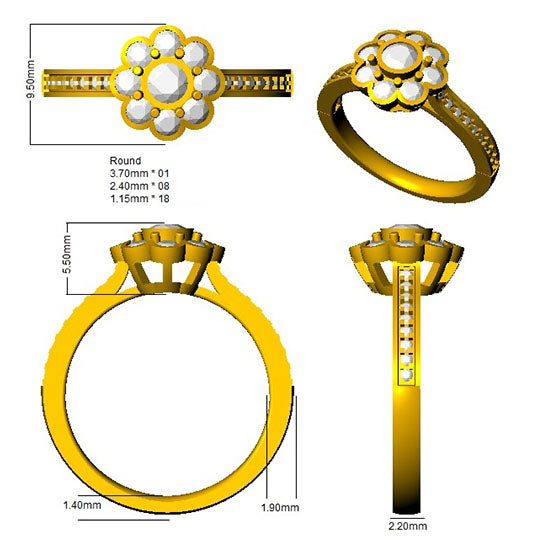 BJR0398 — Ring - 9k Yellow Gold detail