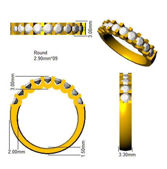 BJR0444 — Ring - 9k Yellow Gold detail