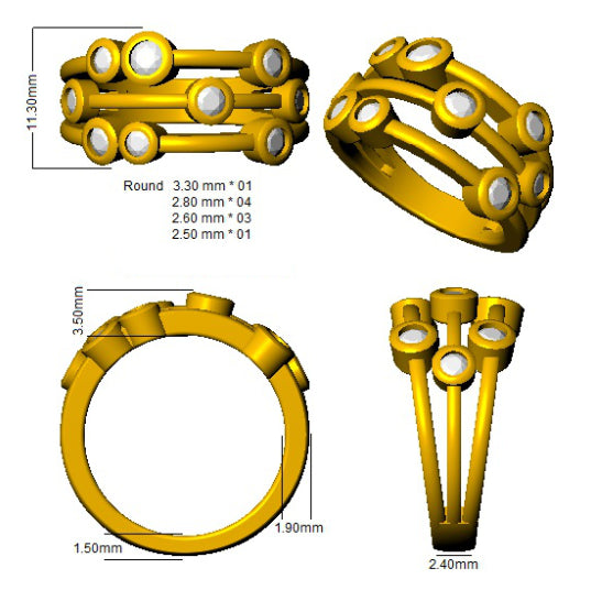 BJR0484 — Ring - 9k Yellow Gold detail