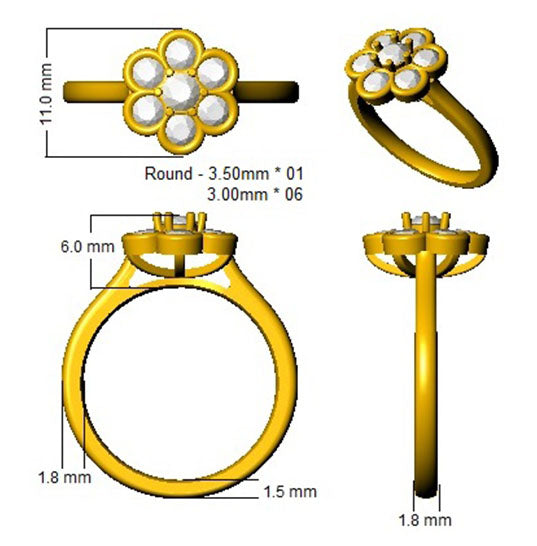 BJR0508 — Ring - 9k Yellow Gold detail