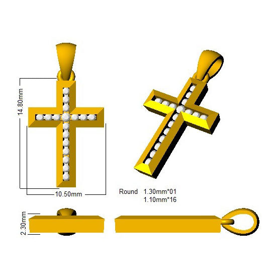 DC1725 — Cross - 9k Yellow Gold detail