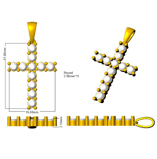 DCHQ1119 — Cross - 9k Yellow Gold detail