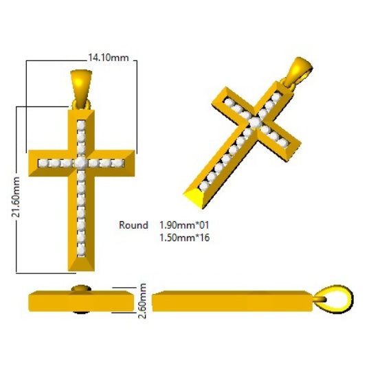 DCHQ26 — Cross - 9k Yellow Gold detail