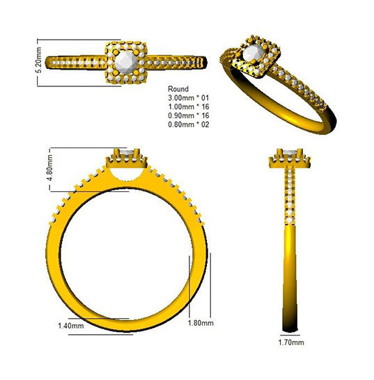 DNR0777 — Ring - 18k Yellow Gold detail