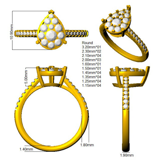 DNR0806 — Ring - 9k Yellow Gold detail