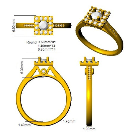 DNR0844 — Ring - 9k Yellow Gold detail