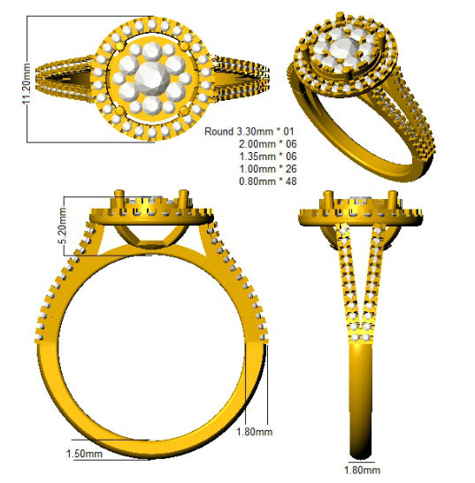 DNR0973 — Ring - 9k Yellow Gold detail