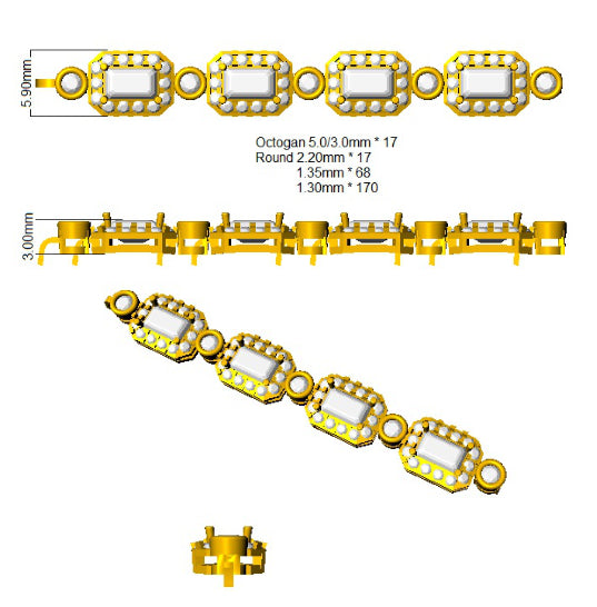 SB1917 — Bracelet - 9k Yellow Gold detail
