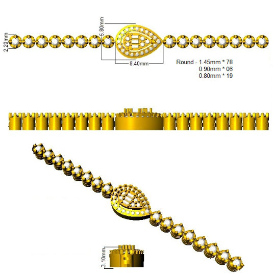 SB2686 — Bracelet - 9k Yellow Gold detail