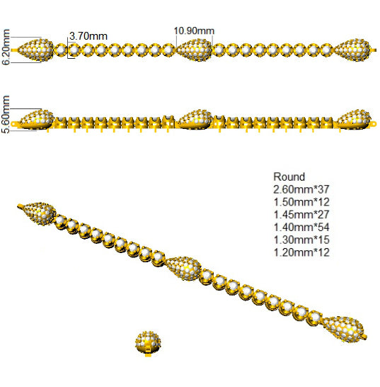 SB2808 — Bracelet - 9k Yellow Gold detail
