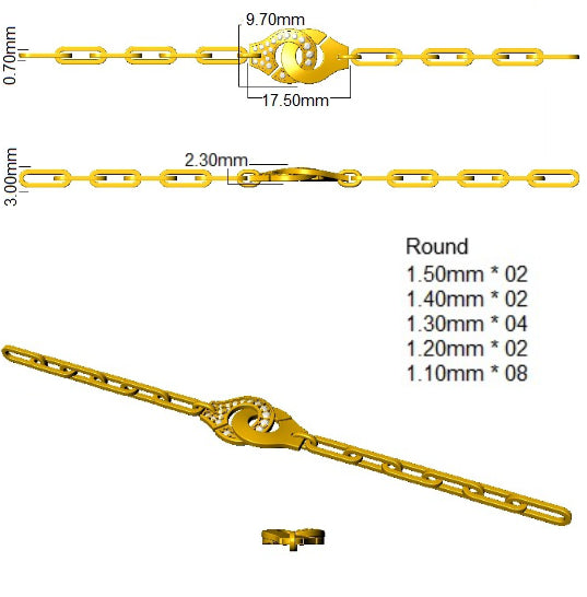 SB2835 — Bracelet - 9k Yellow Gold detail