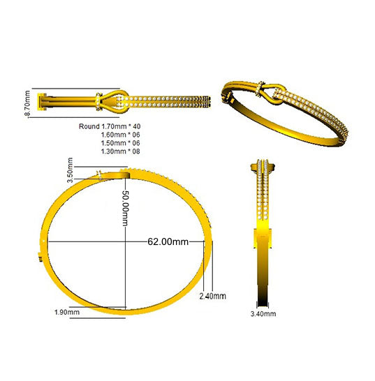 SBK1022A — Bangle - 9k Yellow Gold detail