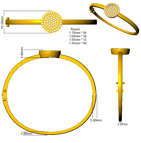 SBK1073A — Bangle - 9k Yellow Gold detail