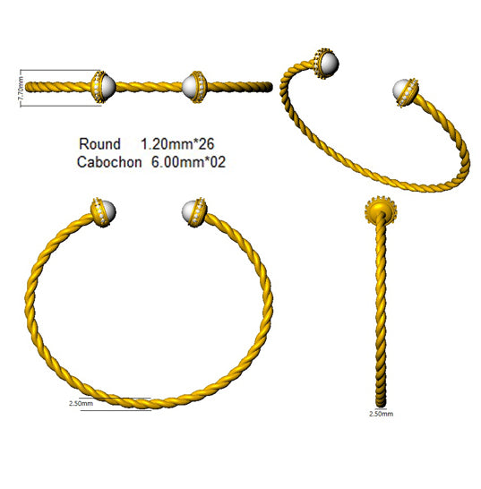 SBK1088 — Bangle - 9k Yellow Gold detail