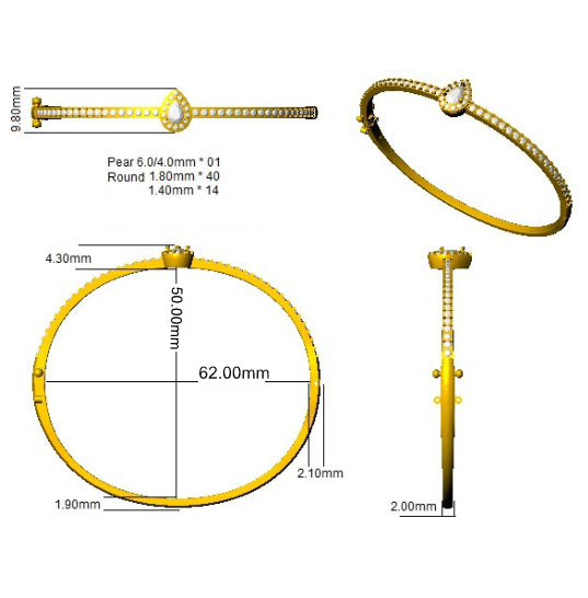 SBK1093 — Bangle - 9k Yellow Gold detail