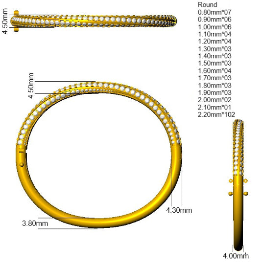 SBK1194 — Bangle - 9k Yellow Gold detail