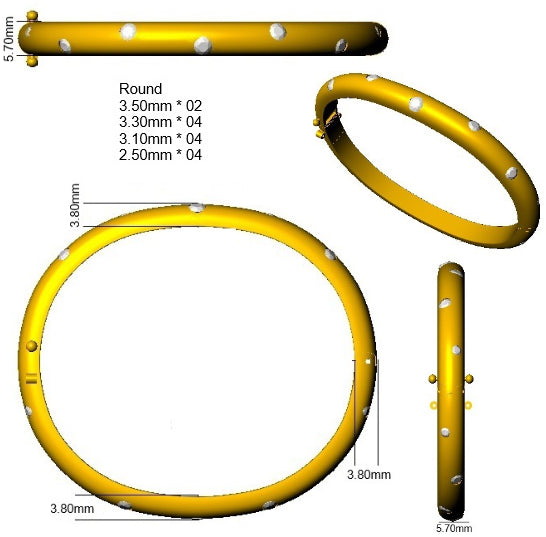 SBK1238 — Bangle - 9k Yellow Gold detail
