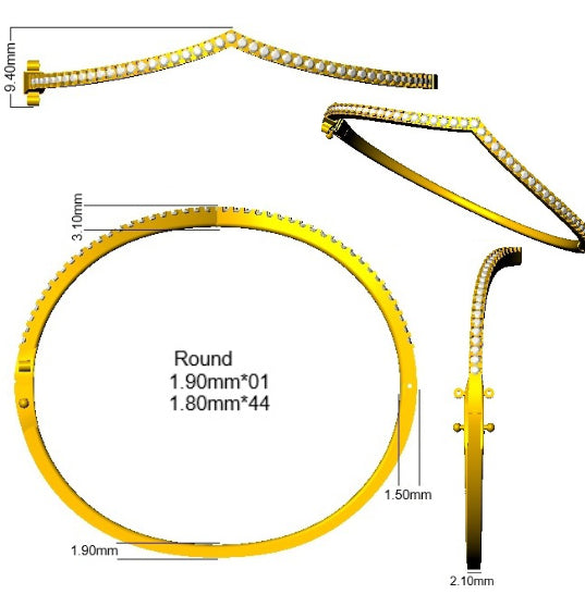 SBK1249 — Bangle - 9k Yellow Gold detail