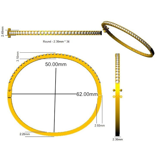 SBK958C — Bangle - 9k Yellow Gold detail