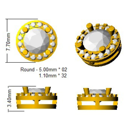 SE4775-5.0MM — Earrings - 9k Yellow Gold detail