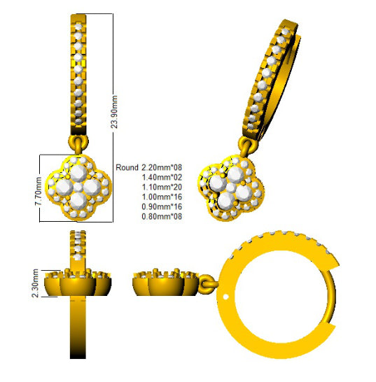 SE6174 — Earrings - 9k Yellow Gold detail
