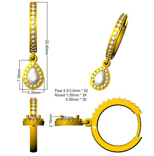 SE6233 — Earrings - 9k Yellow Gold detail