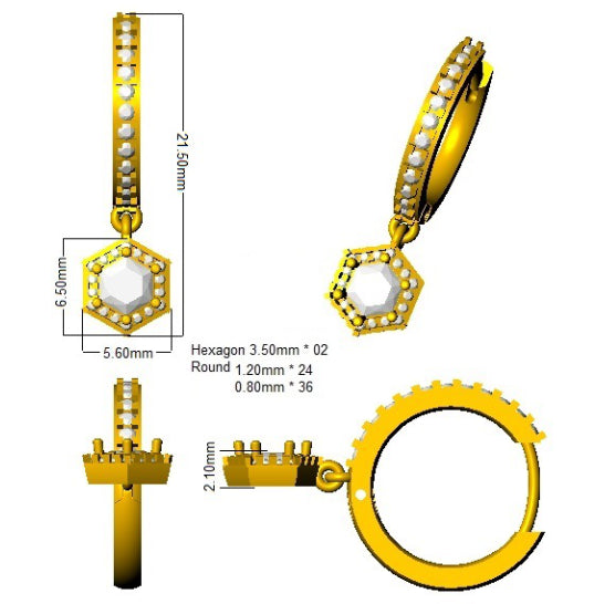 SE6260 — Earrings - 9k Yellow Gold detail