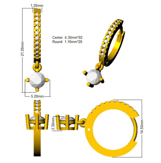 SE6369 — Earrings - 9k Yellow Gold detail