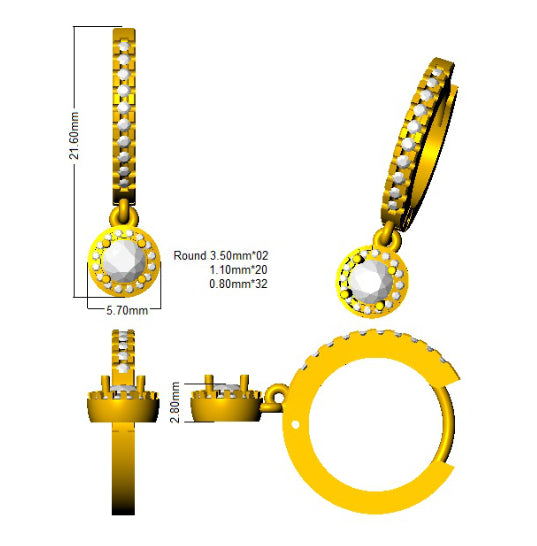 SE6376-3.5 — Earrings - 9k Yellow Gold detail