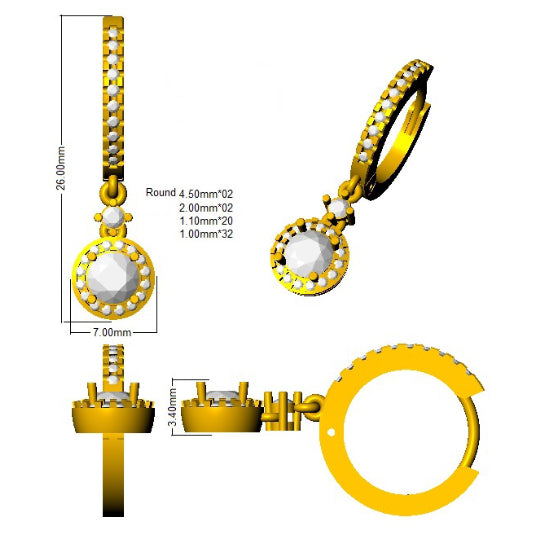 SE6376-4.5MM — Earrings - 9k Yellow Gold detail