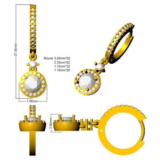 SE6376-5 — Earrings - 9k Yellow Gold detail