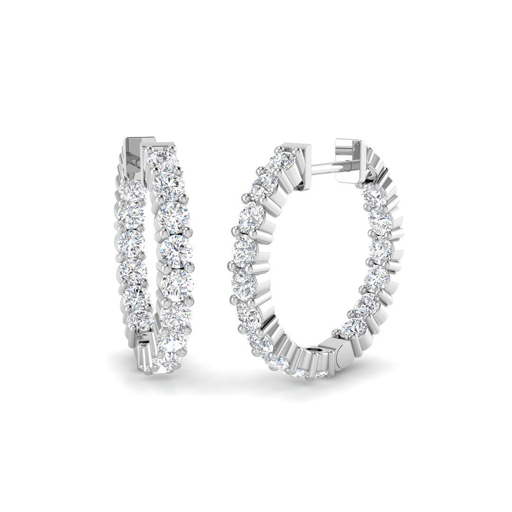 SE6526WG)18-FVS2 — Earrings - 18k White Gold