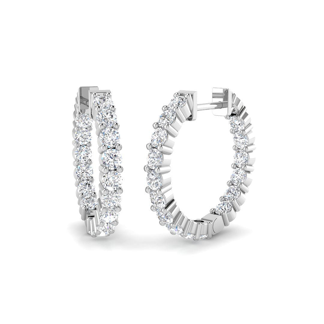 SE6526WG)18-FVS2 — Earrings - 18k White Gold