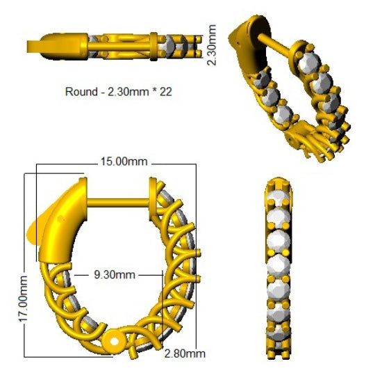 SE6566 — Earrings - 9k Yellow Gold detail