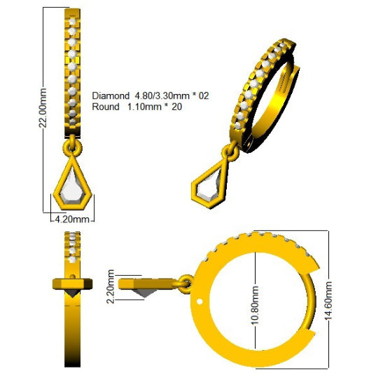 SE6618 — Earrings - 9k Yellow Gold detail