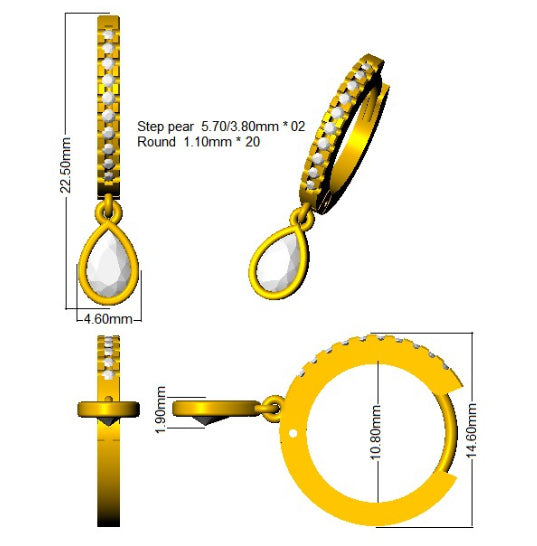 SE6620 — Earrings - 9k Yellow Gold detail