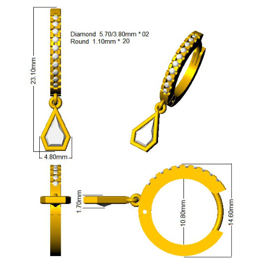 SE6621 — Earrings - 9k Yellow Gold detail
