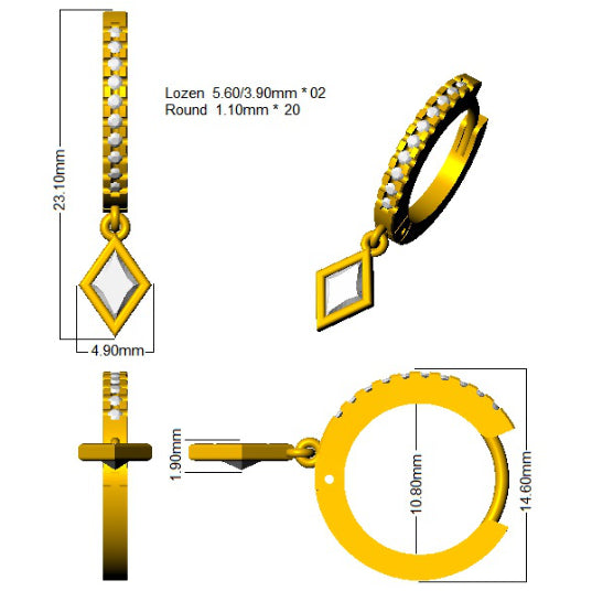 SE6622 — Earrings - 9k Yellow Gold detail