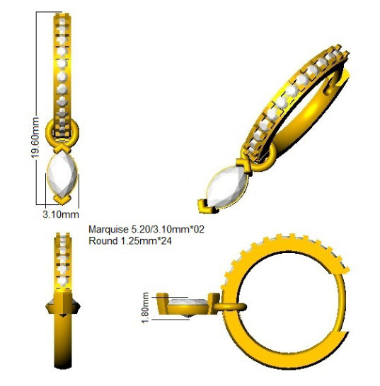 SE6800 — Earrings - 9k Yellow Gold detail