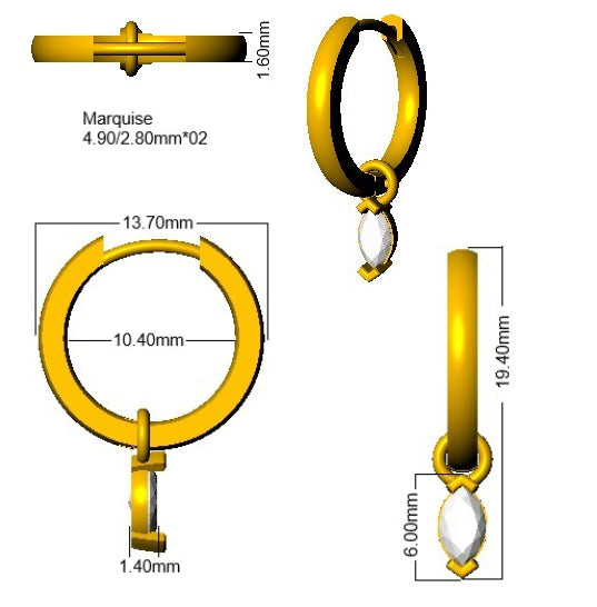 SE6801 — Earrings - 18 KT Yellow Gold detail