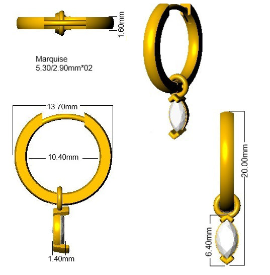 SE6802 — Earrings - 9k Yellow Gold detail